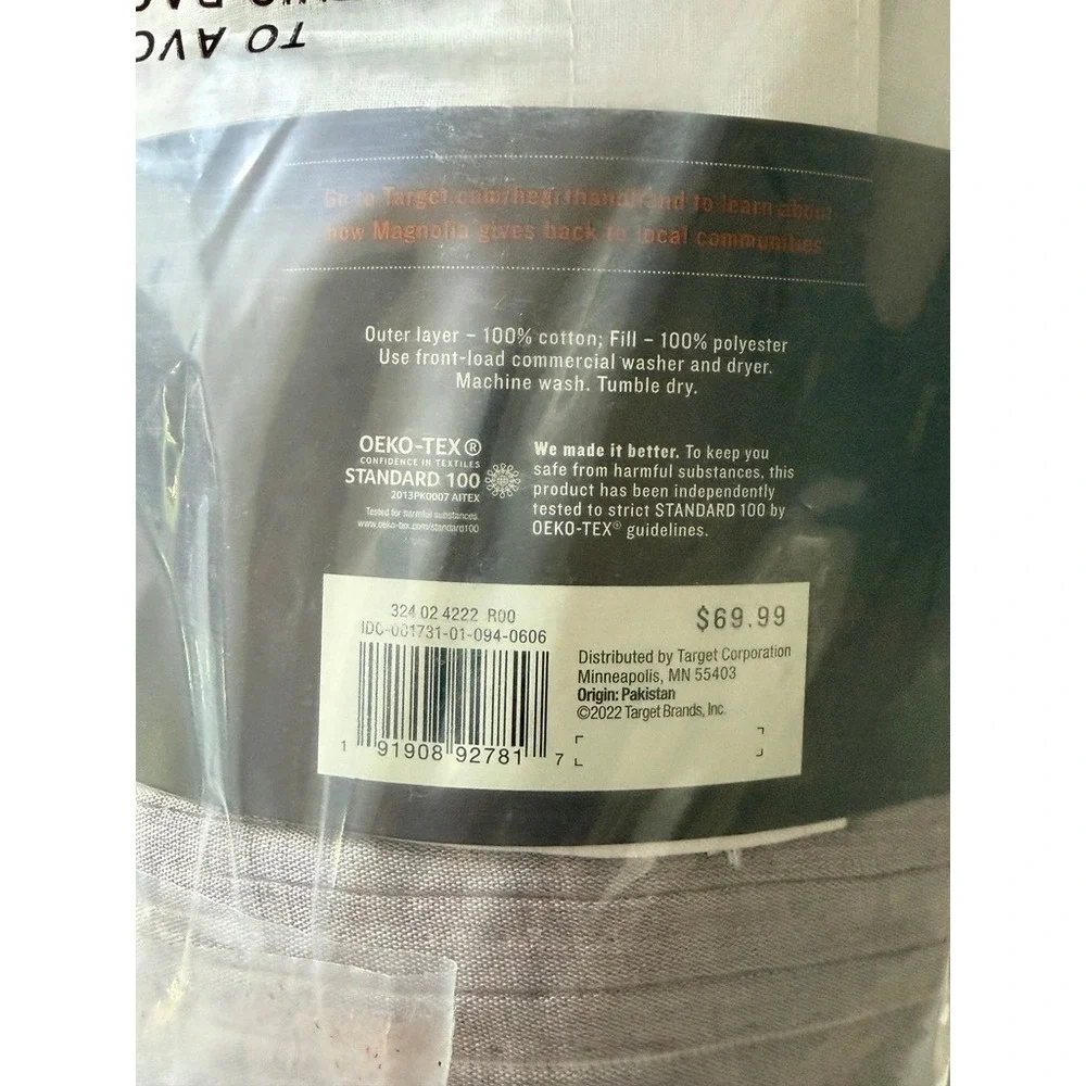 Hearth & Hand with‎ Magnolia Coverlet – Full/Queen Gray Cream Stripe (NWT)